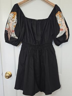 Medium Chic Black Dress with Cowboy boot sequins